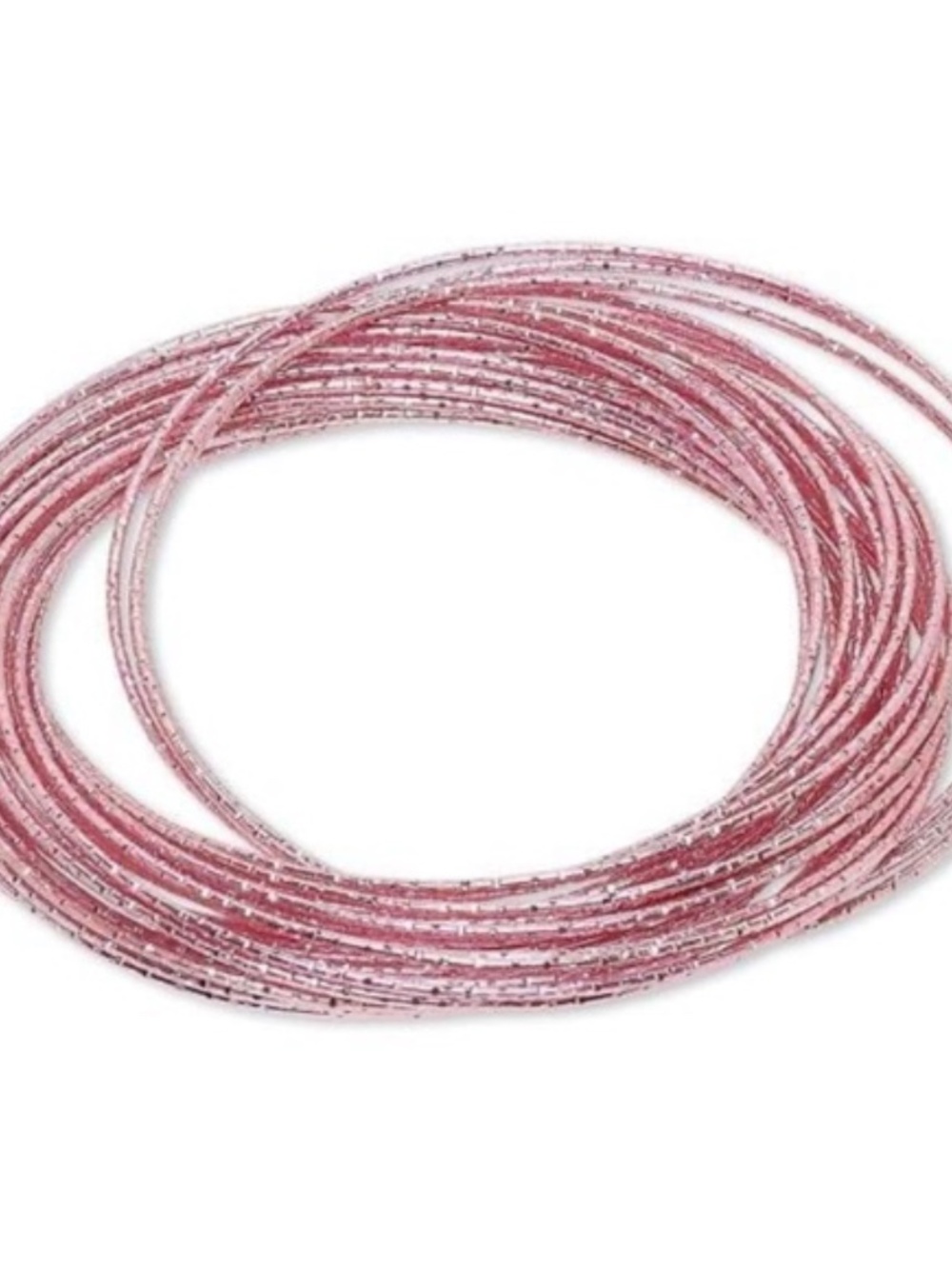 Womens Stainless Steel Pink Interlocking Bangle Bracelet